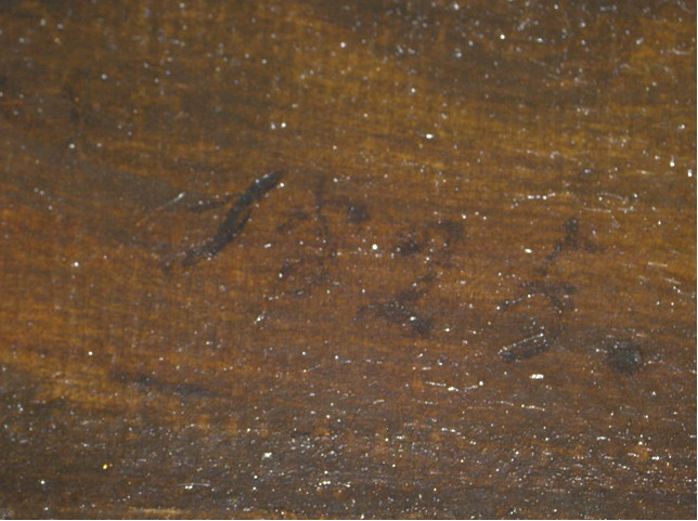 Click the image for a view of: Detail of date showing slight abrasion in foreground