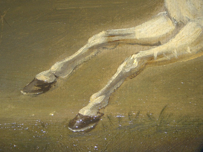 Click the image for a view of: Detail of legs showing underdrawing