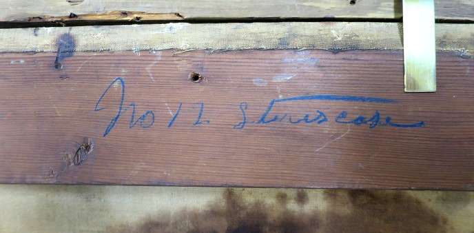 Click the image for a view of: Labels on the reverse of the stretcher and frame