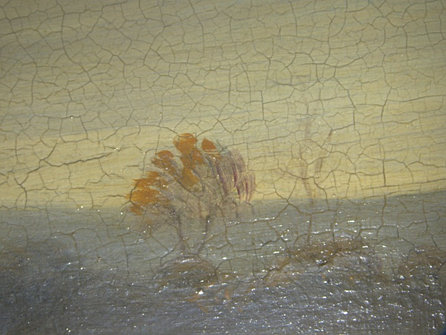 Click the image for a view of: Detail of drying cracks along the horizon