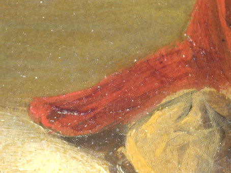 Click the image for a view of: Detail of red lake glaze