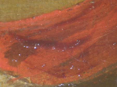 Click the image for a view of: Close up of red lake glaze