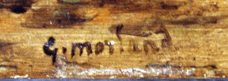 Click the image for a view of: Detail of signature, before treatment