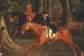 Click the image for a view of: Detail of horse and rider, before treatment